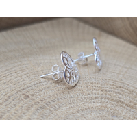 Echt zilveren oorbel stekers bewerkte hartjes 